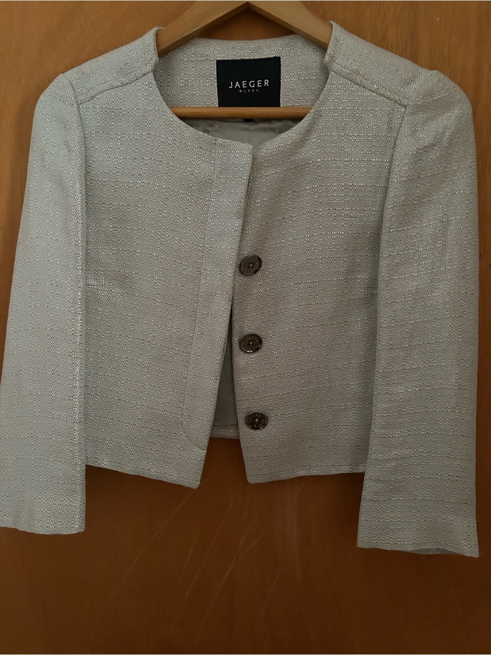Cream Textured Cropped Jacket